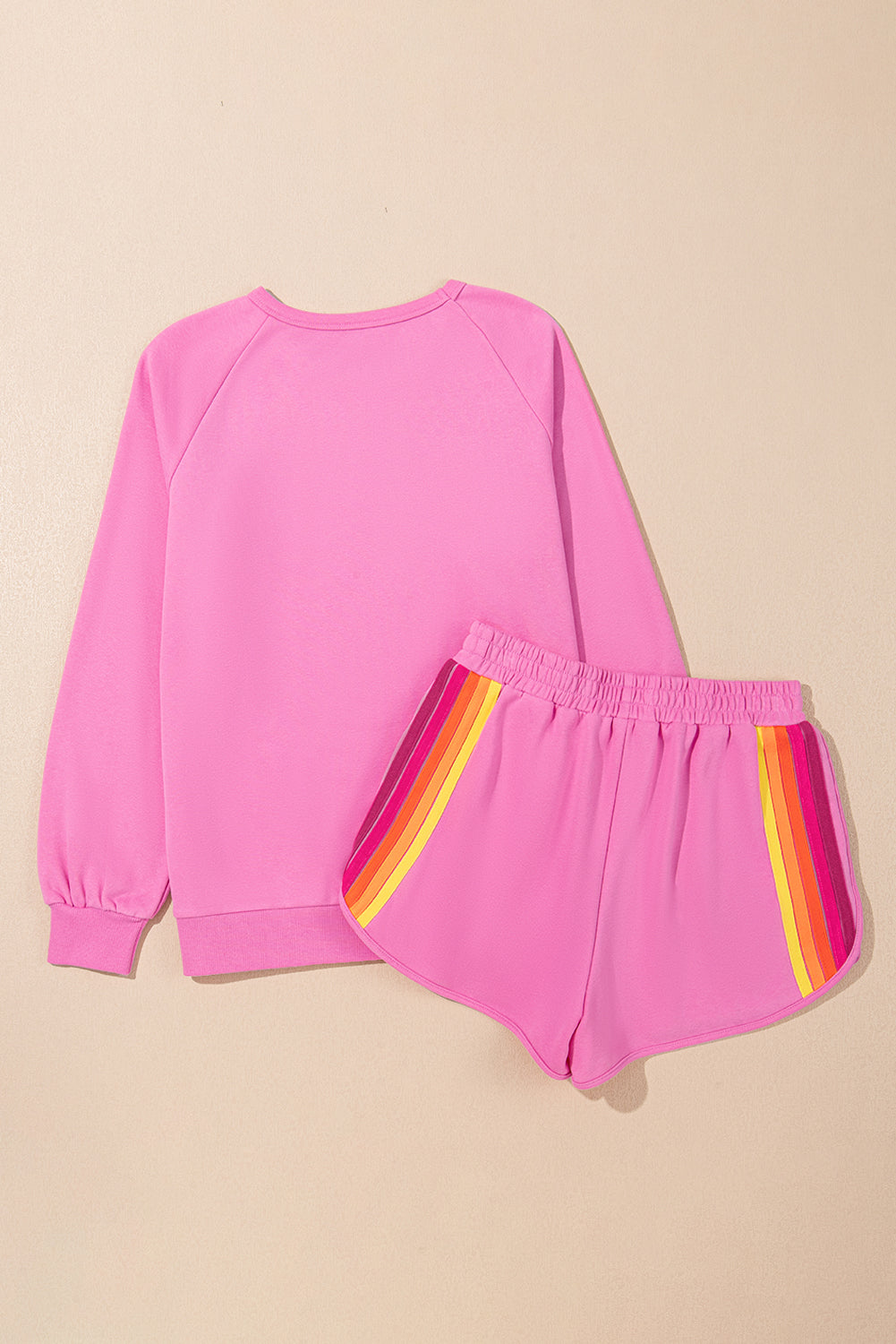 Sunset Pink Pullover and Shorts Two Piece Casual Set