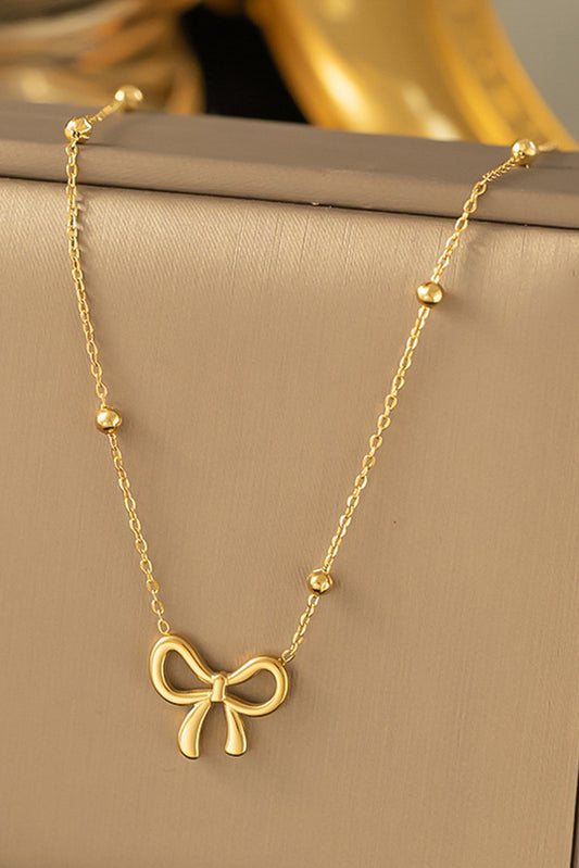 Gold Bow Pendant Necklace