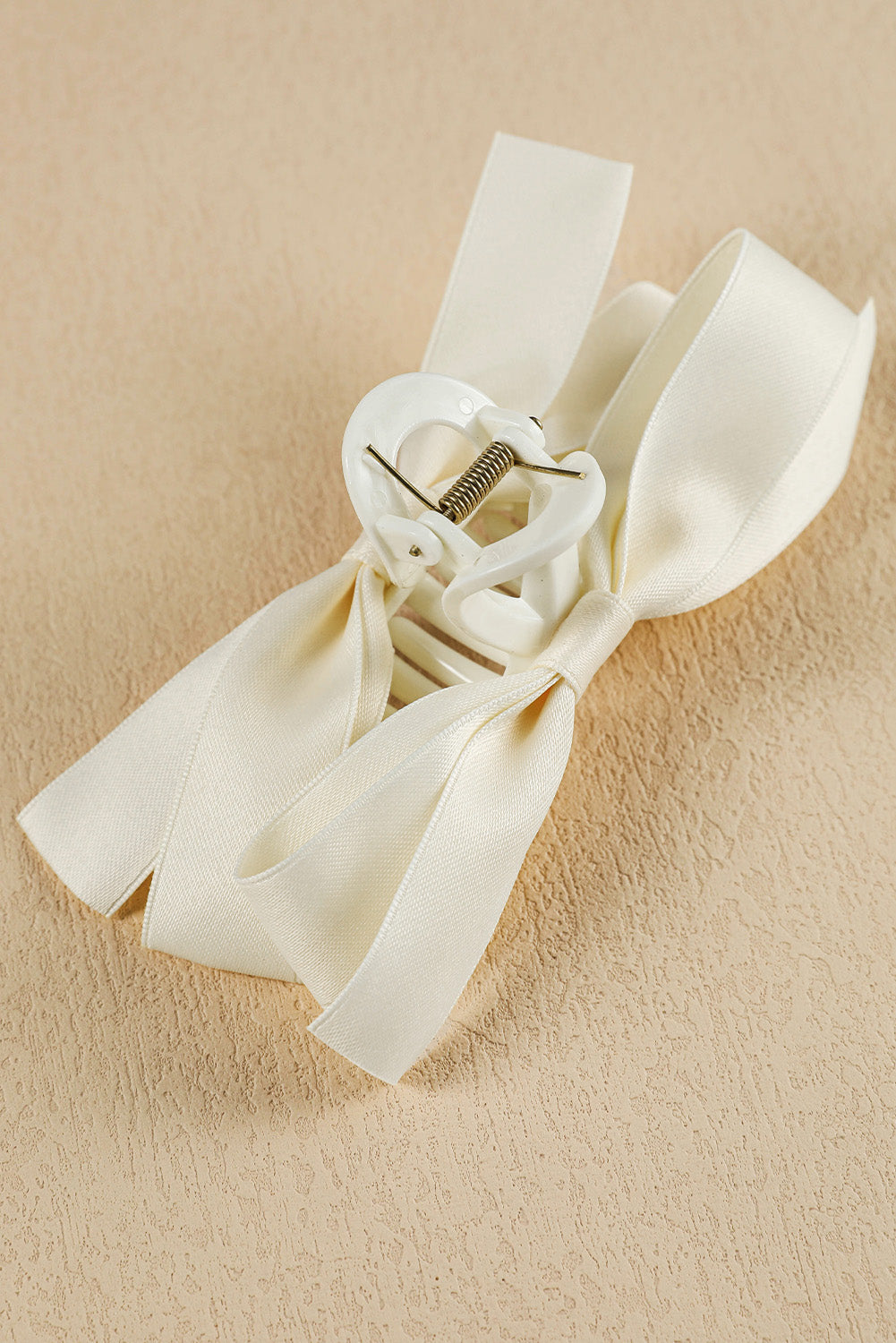 White Bow Large Hair Claw Clip